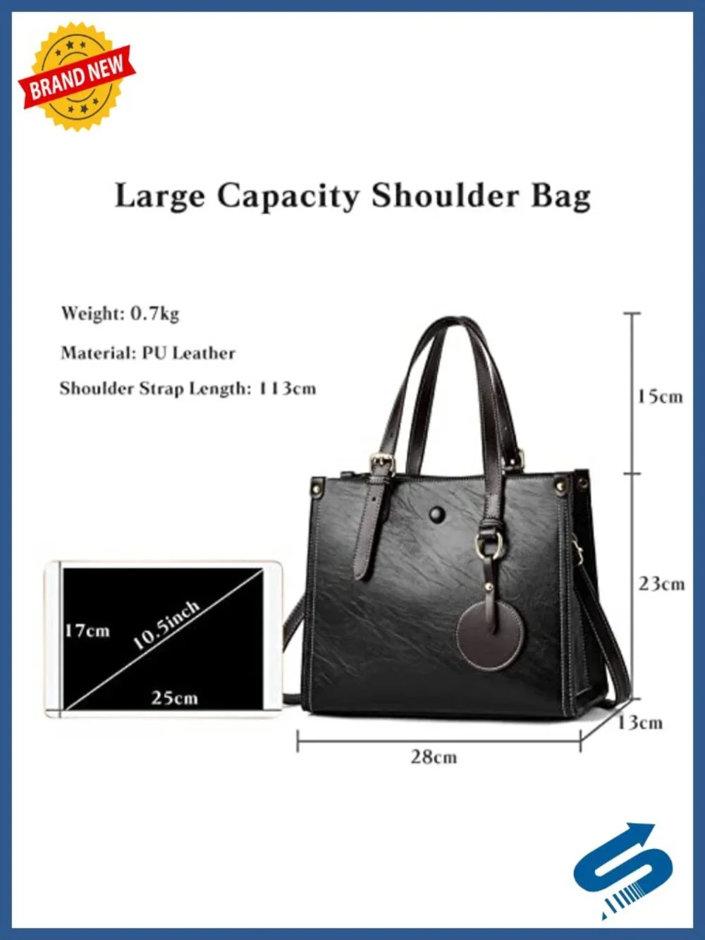 PU Leather Top Handle Satchel Handbag Crossbody Shoulder Tote Bag